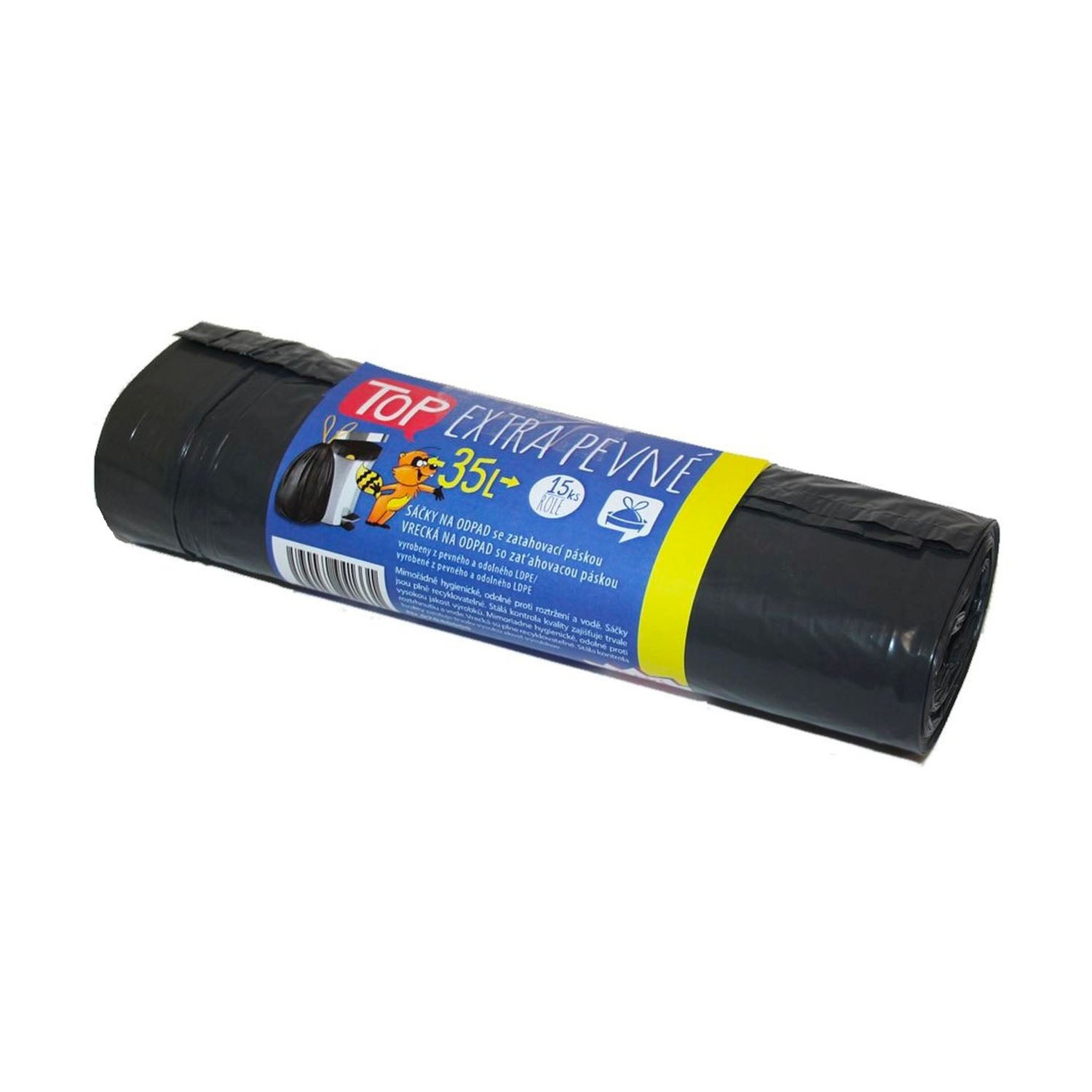 Sáček na odpad Extra Top, 50 x 60 cm, 35 l, 30 mikronů, zatahovací, LDPE, 15 ks, černý