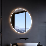 Fekete, kerek LED-es tükör, átmérő: 600 mm