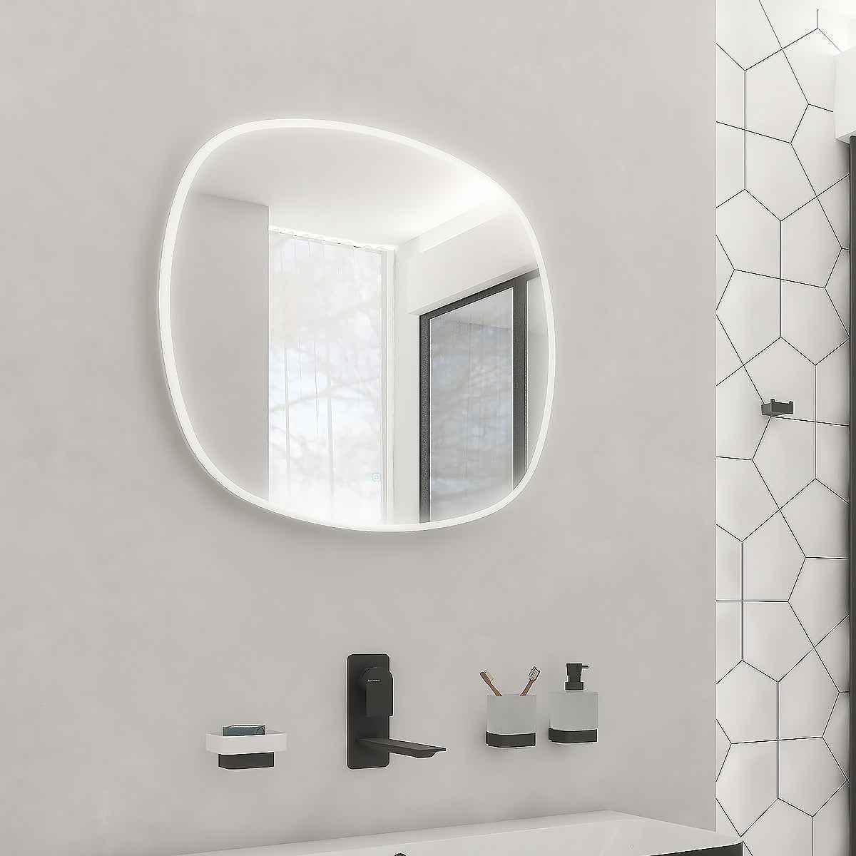 Ovális LED-es tükör, átmérő 700 mm, két érintésérzékelővel