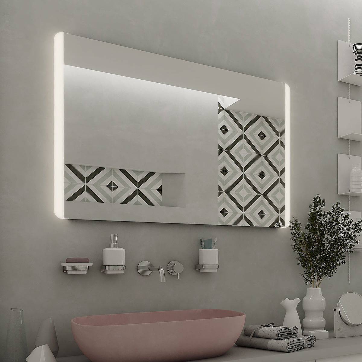 800x700-as LED-es tükör érintőérzékelővel
