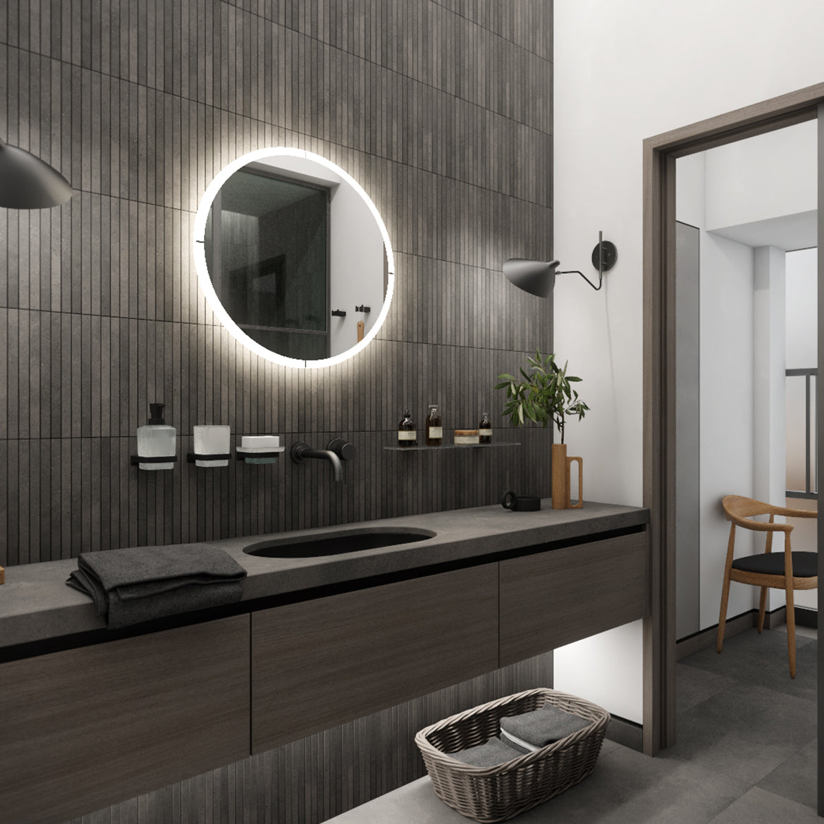 600x600-as LED-es tükör