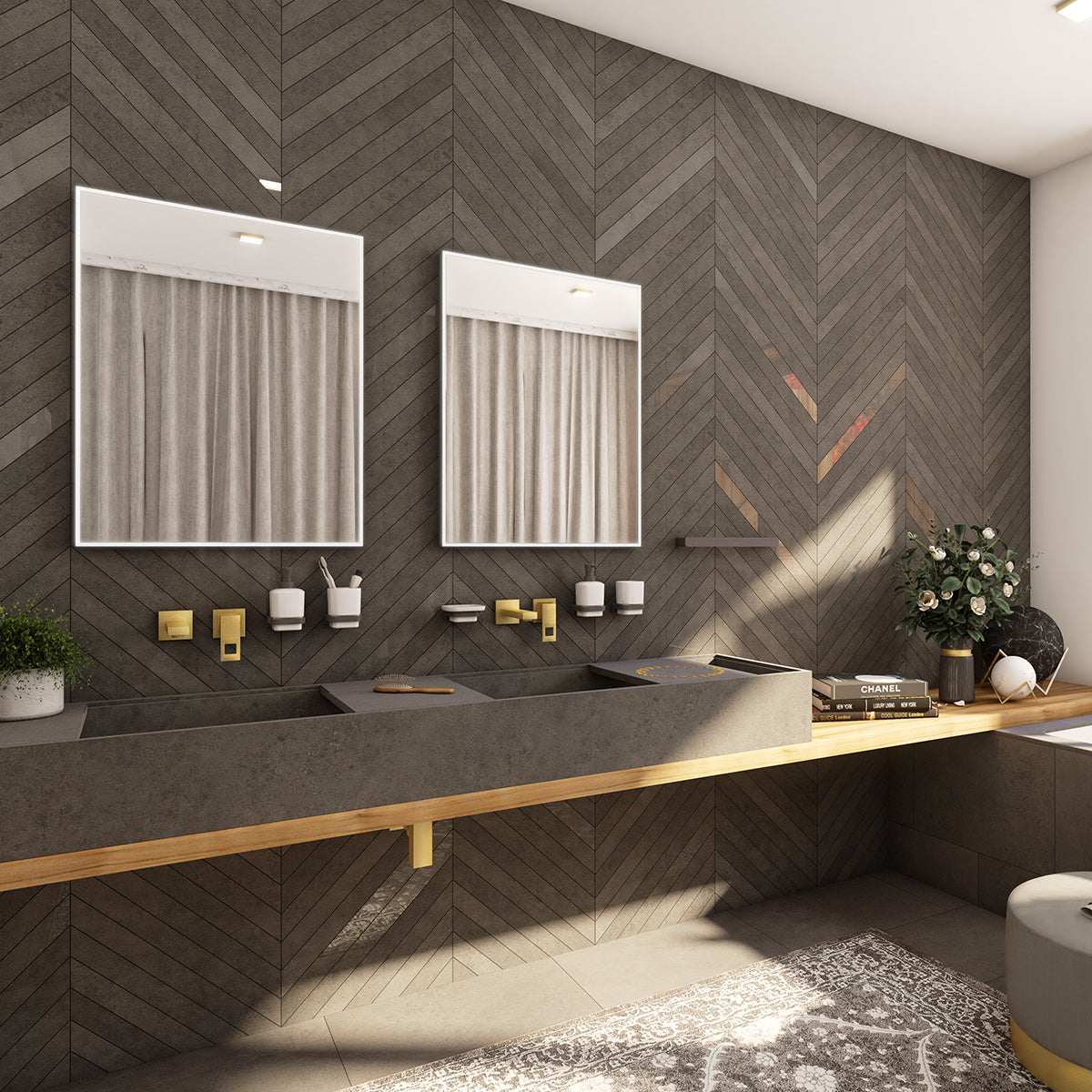 fekete LED-es tükör 600x800