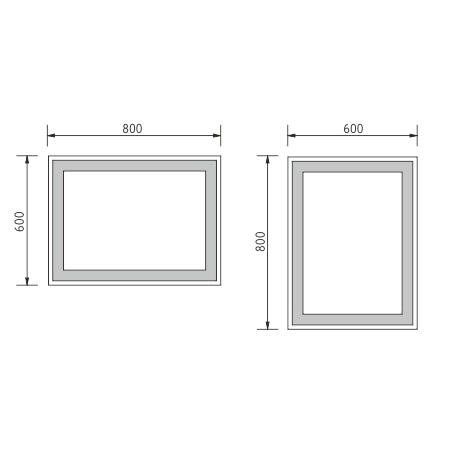 LED-es tükör 600x800