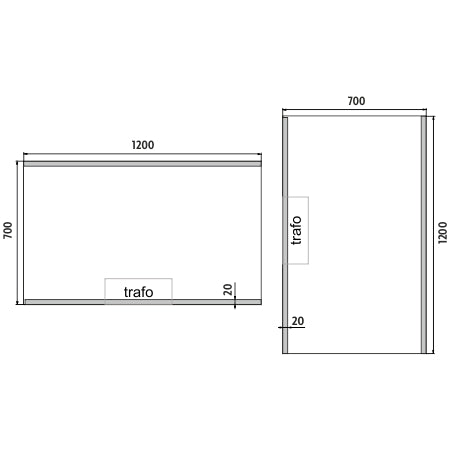 LED-es tükör 1200x700