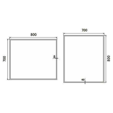 LED-es tükör 800x700