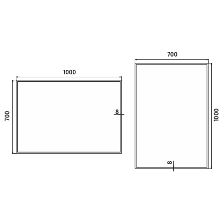 LED-es tükör 1000x700