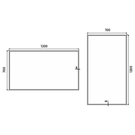 LED-es tükör 1200x700