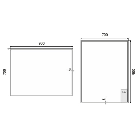 LED-es tükör 900x700