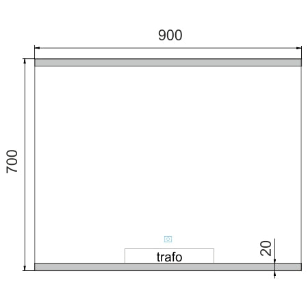 900x700-as LED-es tükör érintőérzékelővel