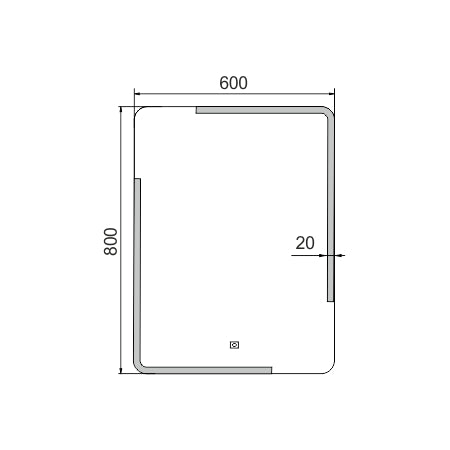 600x800-as LED-es tükör érintőérzékelővel