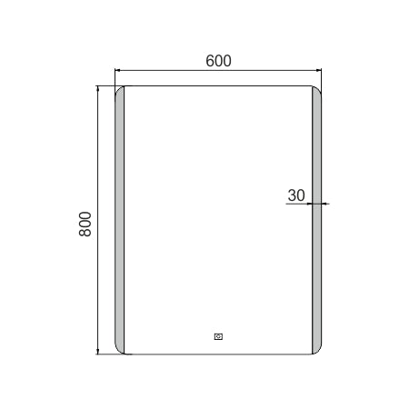 600x800-as LED-es tükör érintőérzékelővel
