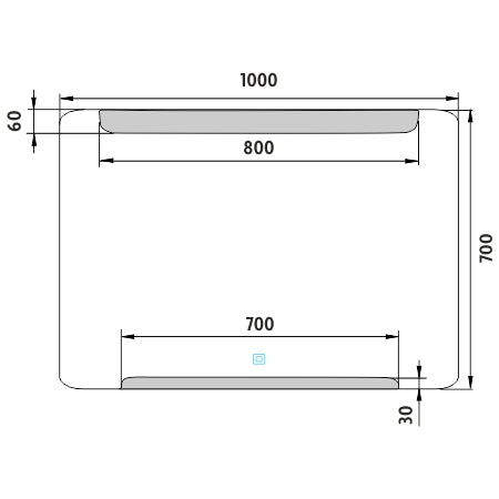 1000x700-as LED-es tükör érintőérzékelővel