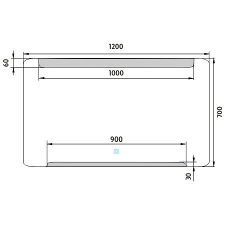 1200x700-as LED-es tükör érintőérzékelővel