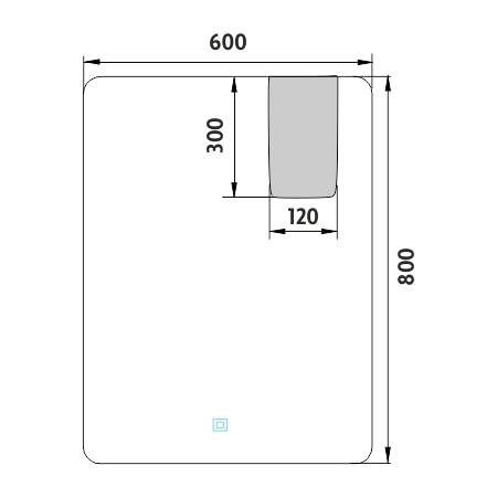 600x800-as LED-es tükör érintőérzékelővel