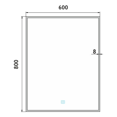 fekete LED-es tükör 600x800, érintésérzékelővel