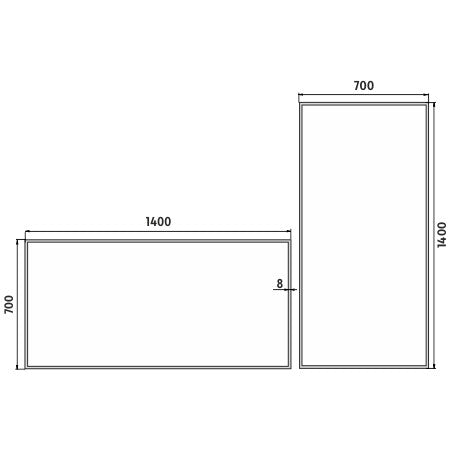LED-es tükör 1400x700
