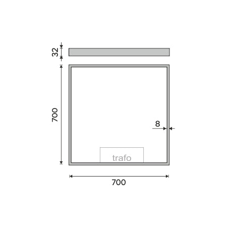700x700-as LED-es tükör