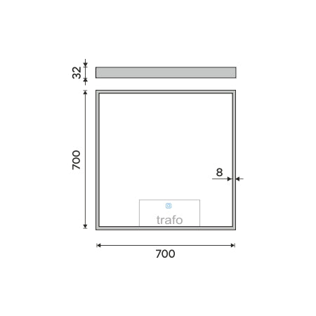 700x700-as LED-es tükör érintőérzékelővel