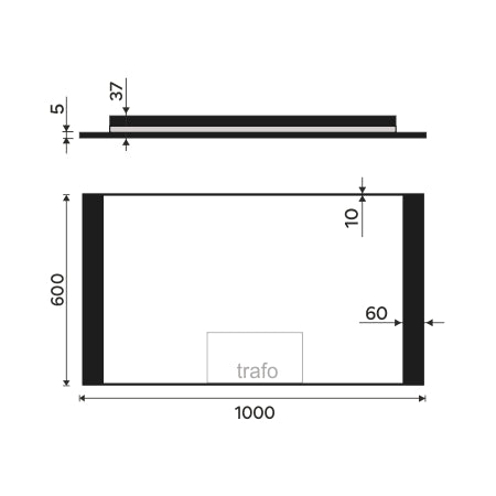 fekete LED-es tükör 1000x600