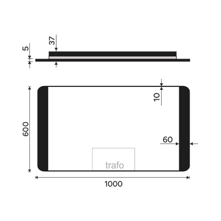 fekete LED-es tükör 1000x600